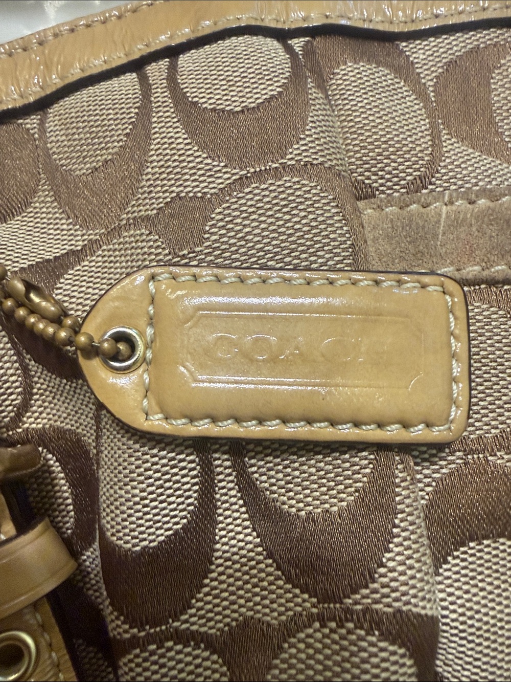 Coach Tan and Brown Signature Canvas Tote - Picture 4 of 4